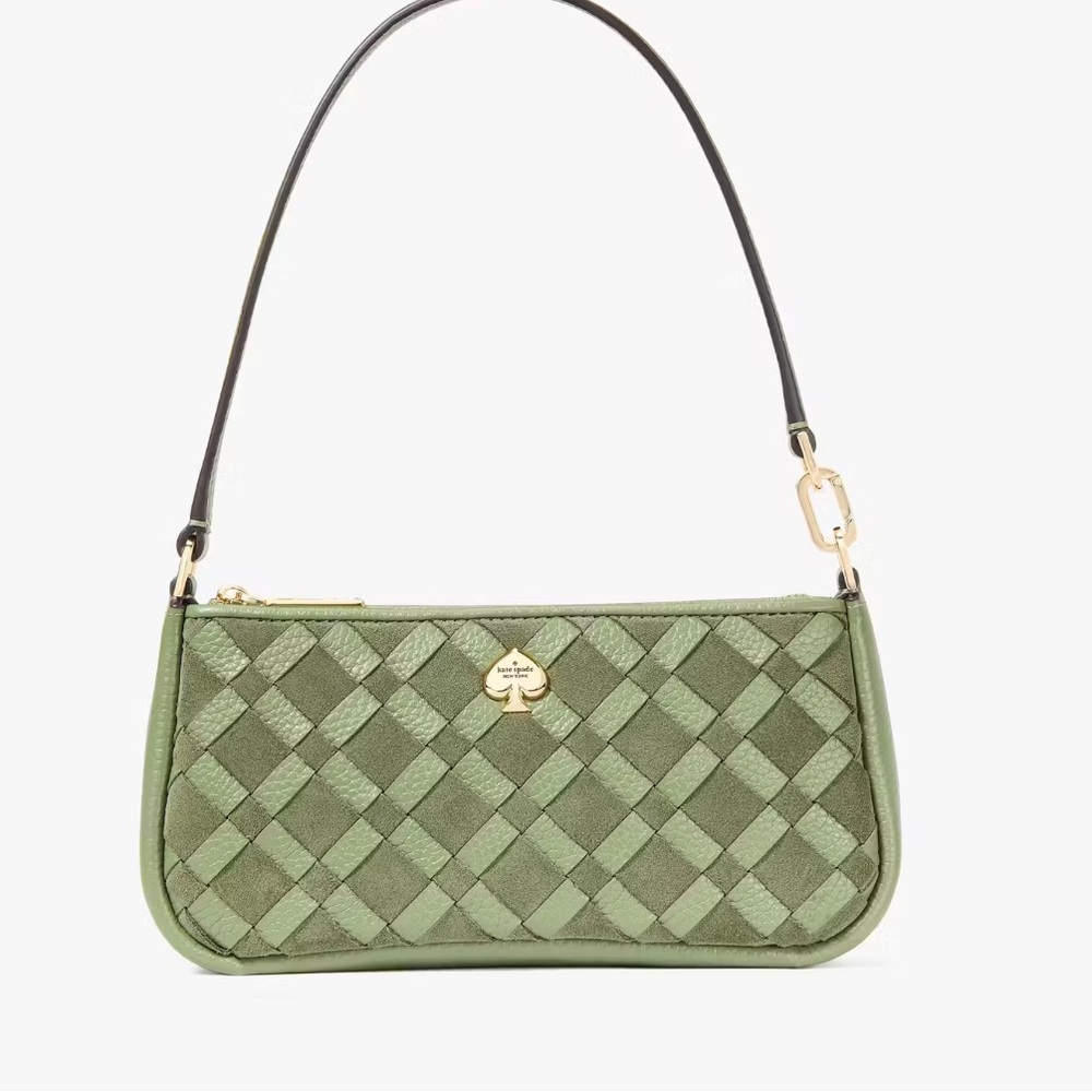 Kate Spade wristlet Suede Woven Leather Wallet with Gold Hardware